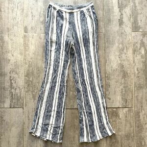 STYLE RACK Los Angeles Boutique White Blue Wide Leg Linen Beach Summer Casual M